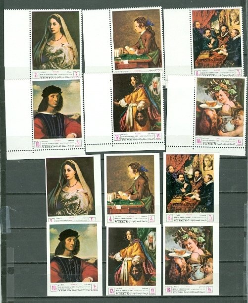 YEMEN 1968 SAVE FLORENCE PAINTINGS SET+IMPERF. SET+SHEETS SET+SOUV SHEET MNH