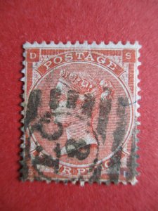 SG81 Great Britain Victoria 1863 Surface Printed 4d Red Hairline EC8 Duplex Used