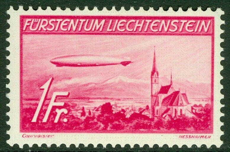 EDW1949SELL : LIECHTENSTEIN 1936 Scott #C15 Zeppelin. Very Fine, Mint OG Cat $50