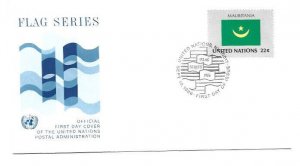 United Nations #491 Flag Series 1986, Mauritania, Official Geneva FDC