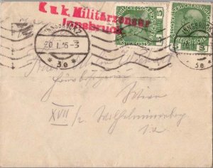 Austria 5h Emperor Franz Josef (2) 1916 Innsbruck 2 to Brunn.  Innsbruck Aust...