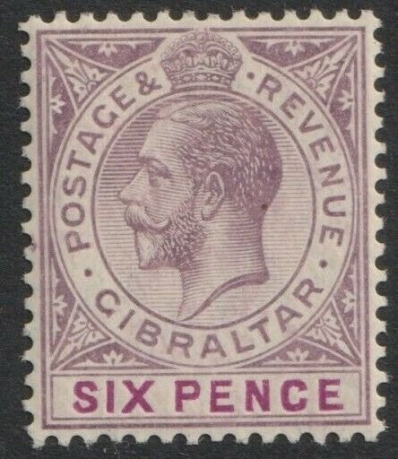 Gibraltar Sc# 70 KGV 1912 MLH 6 pence WMK 3 CV $11.00