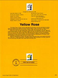 US SP1188 Yellow Rose 3049 Souvenir Page FDC