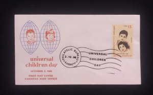 D) 1966, PAKISTAN, FIRST DAY COVER, ISSUE, UNIVERSAL CHILDREN'S DAY, FDC