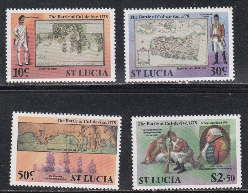 St. Lucia # 448-451, Battle of St. Lucia, Mint NH, 1/2 Cat.