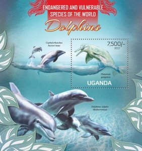 UGANDA - 2013 - Dolphins - Perf Souv Sheet - Mint Never Hinged