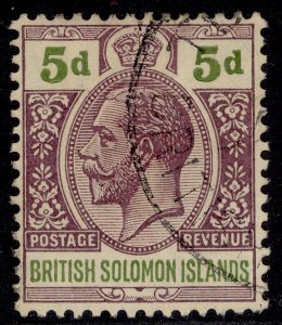 BRITISH SOLOMON ISLANDS GV SG31, 5d brown-purple/olive-green FINE USED. Cat £38.