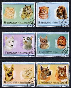 Ajman 1972 Cats & Dogs set of 6 cto used (Mi 1762-67A)