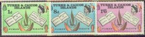 TURKS & CAICOS 175-77 MNH 1968 HUMAN RIGHTS YEAR