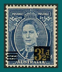 Australia 1941 Surcharge, King George VI, 3.5d MNH  #189,SG201