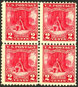 U.S. #645 MINT BLOCK OF 4 OG LH