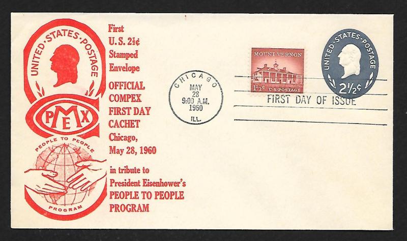 UNITED STATES FDC 2½¢ Jefferson Stamped Envelope 1960 COMPEX