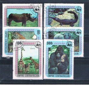 Central Africa 323-28 Used set Endangered Animals 1978 (MV0222)+