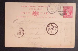 1900s Gibraltar Postcard Cover to Japan Unknown Address Date