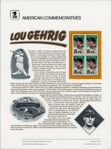 USPS - American Commemorative Panel 1989 - #CP335 - Lou Gehrig #2417 - Mint