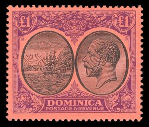 Dominica 1923 KGV £1 black & purple/red MLH. SG 91. Sc 85.