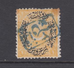 Turkey Sc 44 used 1876 1pi Duloz, blue boxed rectangular Katchak cancel