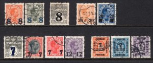 Denmark 1921-27 Surcharges 12 Stamps FVF Used CV$128