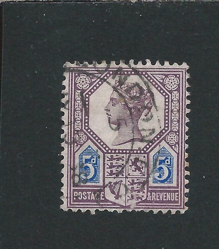 GB-QV 1887-92 5d DULL PURPLE & BLUE DIE 1 FU PART CDS SG 207 CAT £120