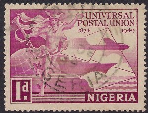 Nigeria 1949 KGV1 1d Reddish Purple 75th Anniv UPU SG 64 ( E515 )