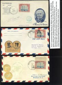 3 NICE EDISON THEMED Airmail Covers Featuring SCOTT#C11 BEACON (STOCK #C11-z102)