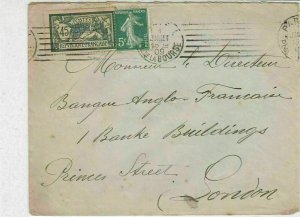 France 1909 Anglo French Bank London Stamps Cover Ref 31977