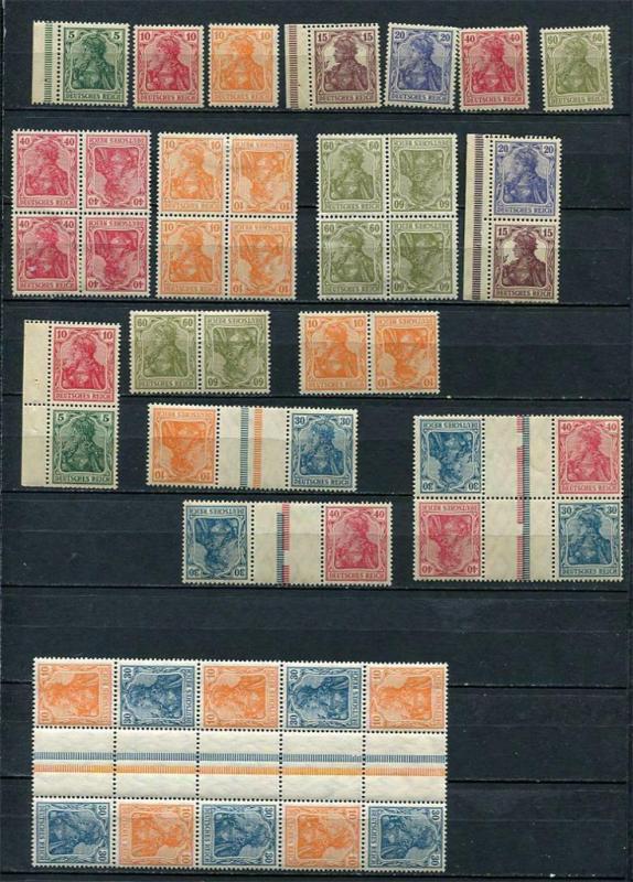 Germany 1905-20 Combinations. Tete-beche. Gutter Pairs+ single MNH/MH d2568s