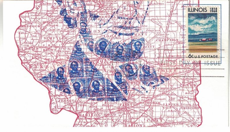 1968 FDC, #1339, 6c Illinois Statehood, Frank R. Raciti (3)