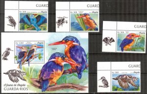 Angola 2018 Birds Kingfishers Set of 4 + S/S MNH