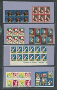 Xmas Seal Collection #1 100 Fresh Seals In Blocks On Heavy Duty Acid Free Page--