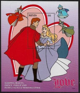 Nevis #977 Mint Never Hinged Souvenir Sheet - Disney - Sleeping Beauty