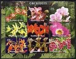 Chad 2004 Orchids perf sheetlet containing 9 values unmou...