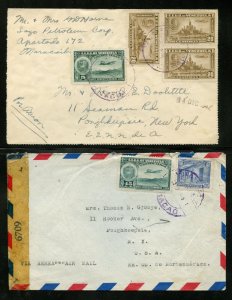 Venezuela 2 WWII  Era Covers One Censored To Poughkeepsie N.Y.