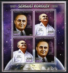 MADAGASCAR - 2013 - Sergei Korolev - Perf 4v Sheet - MNH-Private Issue