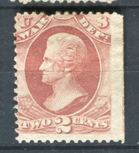 USA; 1870s early classic War Dept. issue mint unused 2c. value IMPERF MARGIN