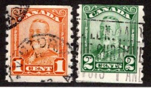 Scott 160-161, Used Set of Coils, KGV Scroll, Used, 1929, Canada