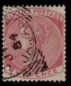 JAMAICA QV SG19, 2d rose, FINE USED. CDS