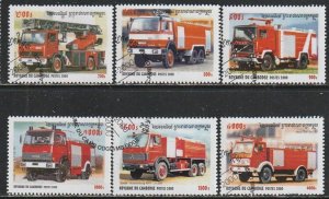 2000 Cambodia - Sc 2000-5 - used VF -  6 single - Fire Trucks