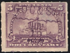 R167 5¢ Documentary Stamp (1898) Used/Date Stamped