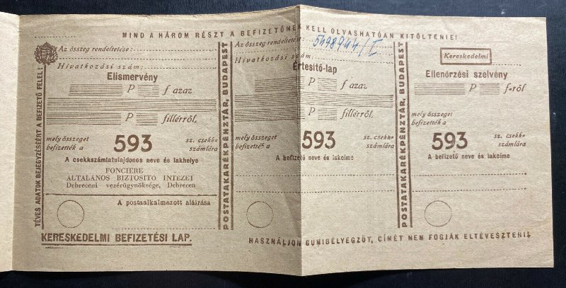 1945 Budapest Hungary Commercial Letter Cover Post War Stamps