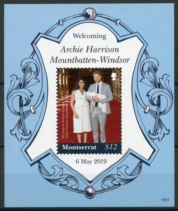 Montserrat 2019 MNH Prince Archie Royal Baby Harry Meghan 1v S/S Royalty Stamps