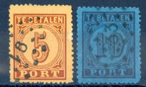 Netherlands Sc# J1-J2 Used 1870 Postage Due