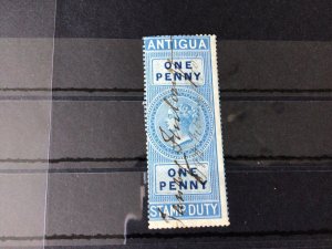 Antigua F1 used one penny stamp  Duty Stamp Ref 56502