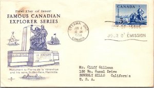 Canada 1958 FDC - Famous Canadian Explorer Series - Ottawa, Ontario - J3845