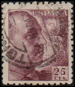 Spain 694 - Used - 25c Gen. Francisco Franco (perf 9.5x10.5) (1940)