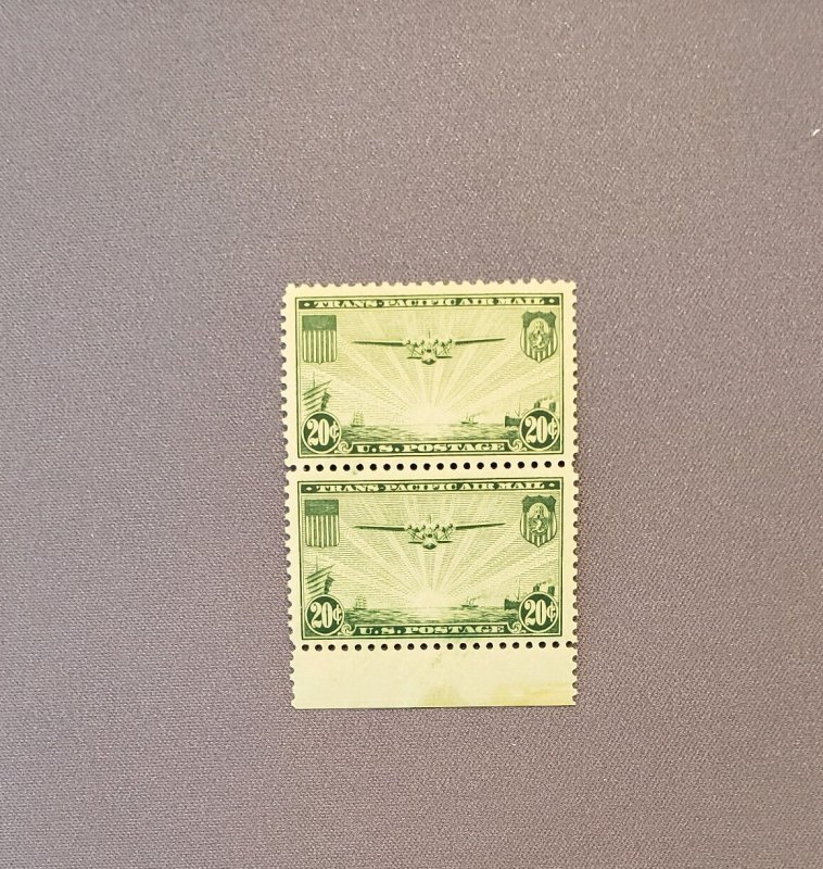 C21, Transpacific, Vertical Pair, Mint OGNH,  Selvage Staining CV $28.00