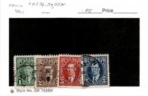 Canada, Postage Stamp, #O231-O233, O235 Used, 1937 Official (AB)