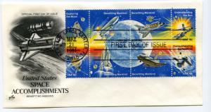 1912-19 Space Achievements, ArtCraft 7 1/2  Space Shuttle, block of 8, FDC