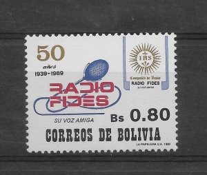 BOLIVIA 1989 50 ANNIVERSARY OF RADIO FIDES SCOTT 787 MICHEL 1094 1 VALUE MNH