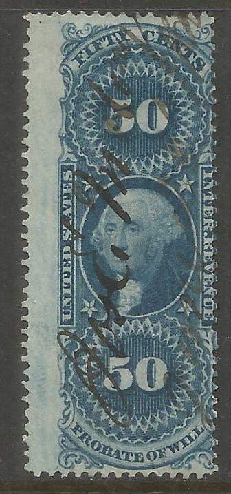 UNITED STATES  R62C  USED,  PERFED,  PROBATE OF WILL,  REVENUE STAMP